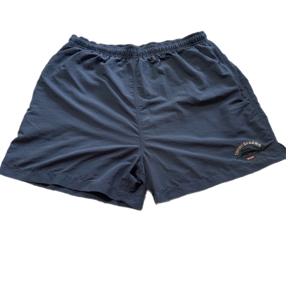 Tommy Bahama Swim Trunks Mens XL Navy Blue Excellent Bungalow Brand Marlin Logo